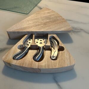 Wooden Cheese Wedge Knife Set - Stainless Steel Tools